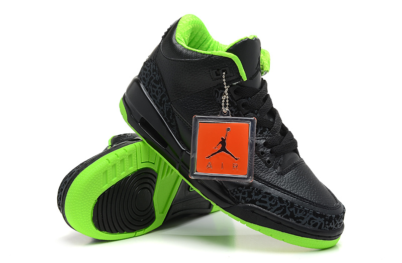 Air Jordan 3 Men Shoes Black/Lawngreen Online